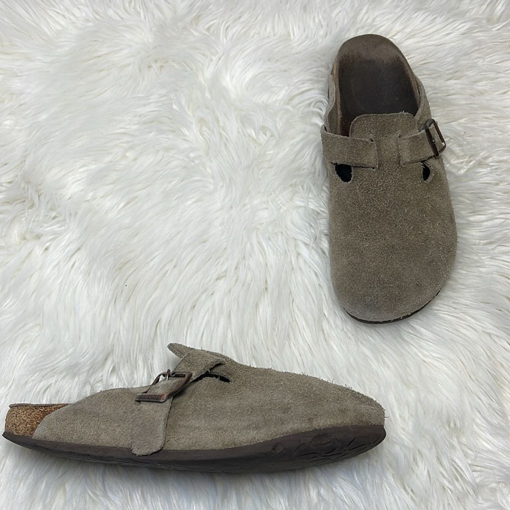 Birkenstock Tatami Oklahoma Tan Nubuck‎ Slides Sz 39/US 8